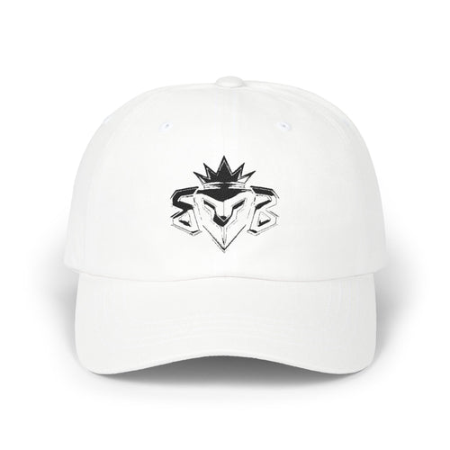 Dad Cap — Embroidered Blue Crown Heart Logo (“Shift Beyond” Back)