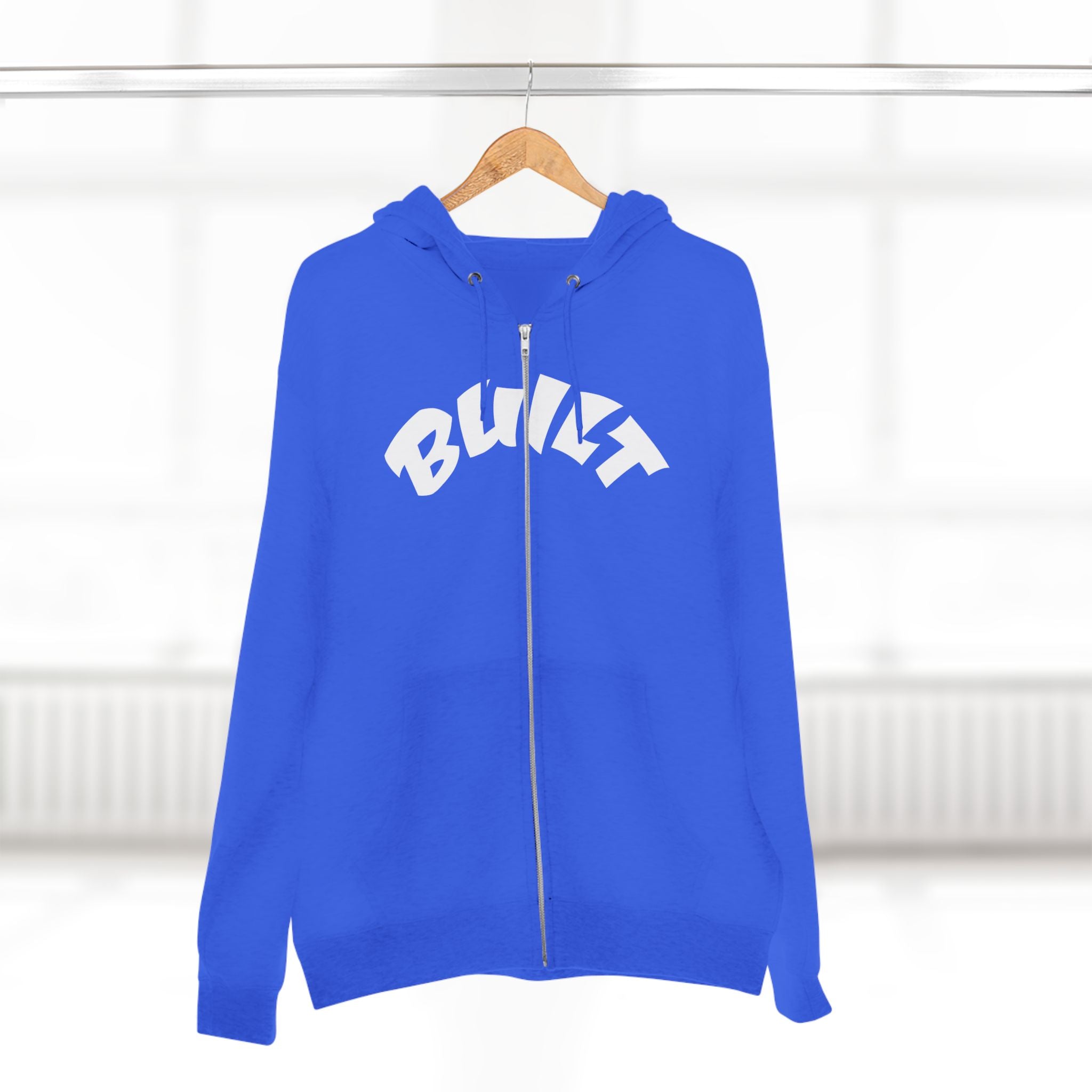 Built Zip Hoodie — Blue Crest Logo Back