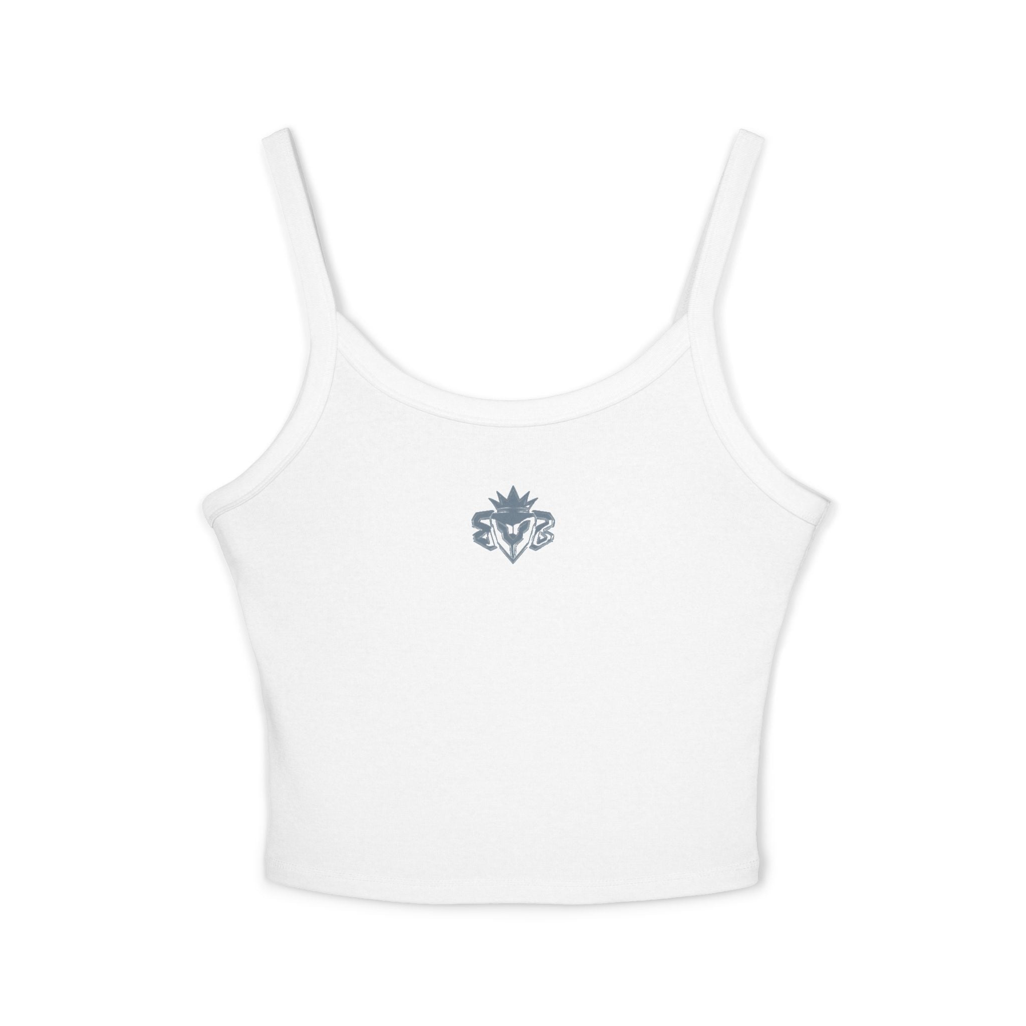 Women's Spaghetti Tank Top — Minimal Emblem & “Built Beyond”