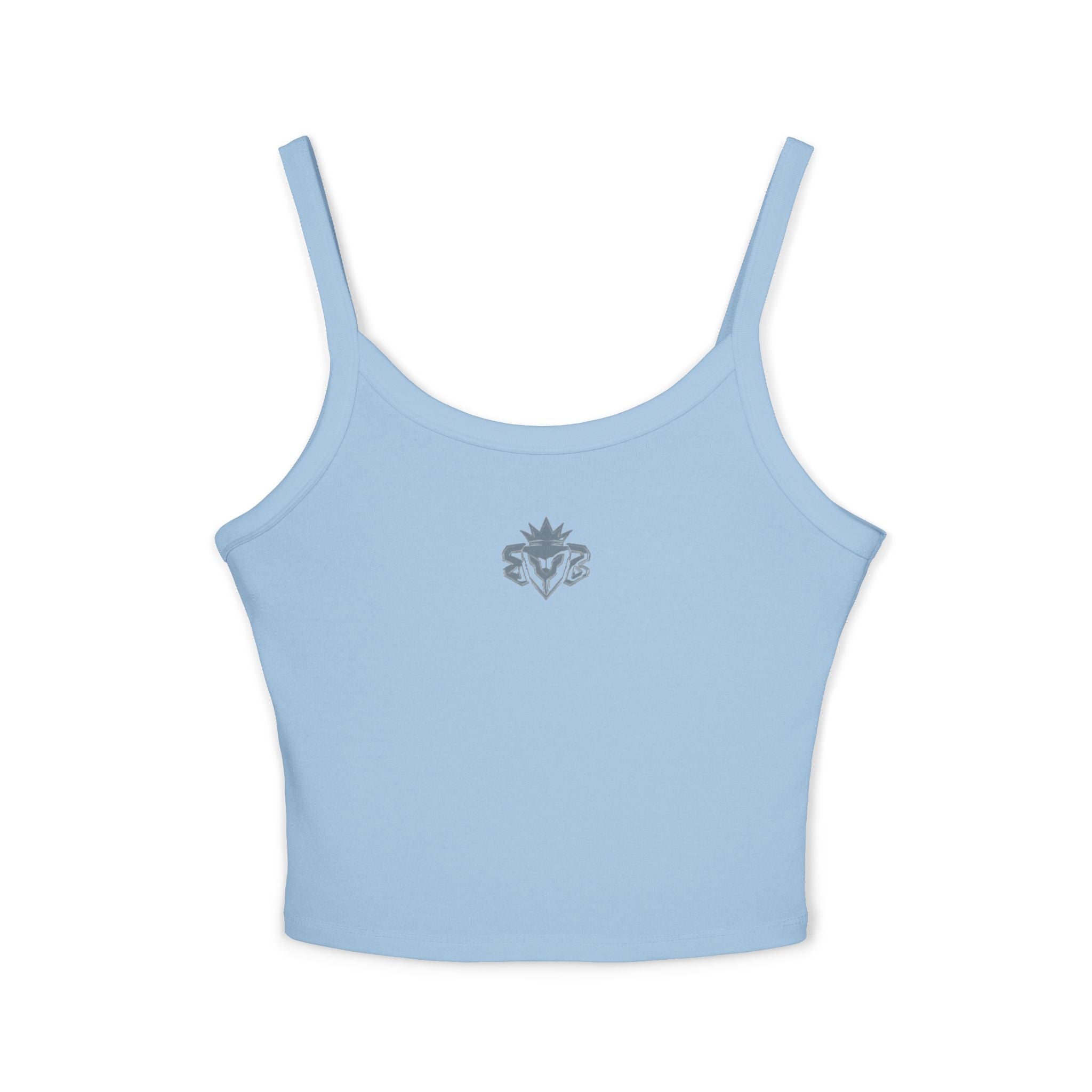 Women's Spaghetti Tank Top — Minimal Emblem & “Built Beyond”