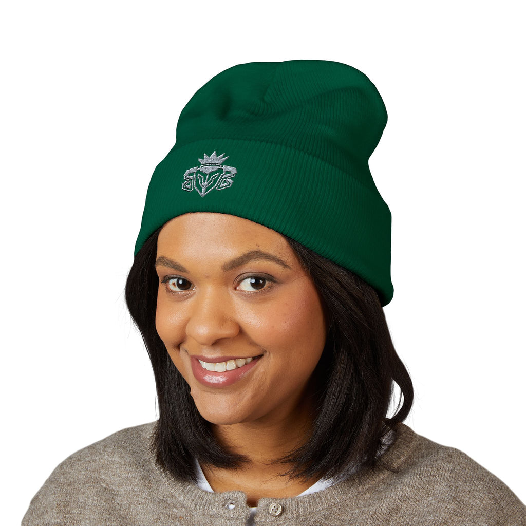 Embroidered Thistle Cuffed Beanie