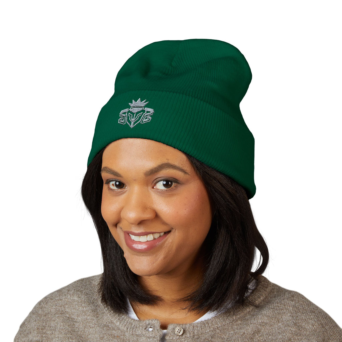 Embroidered Thistle Cuffed Beanie