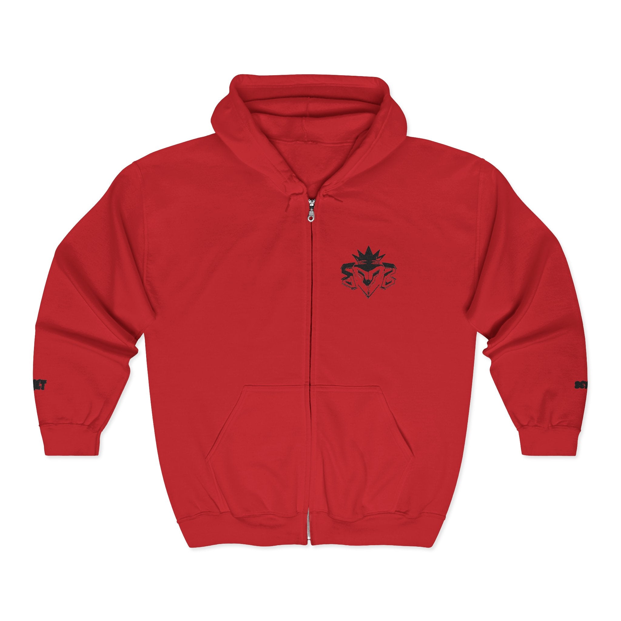 Zip Hoodie with Minimal Lion Crest — Small Chest & Sleeve Logo