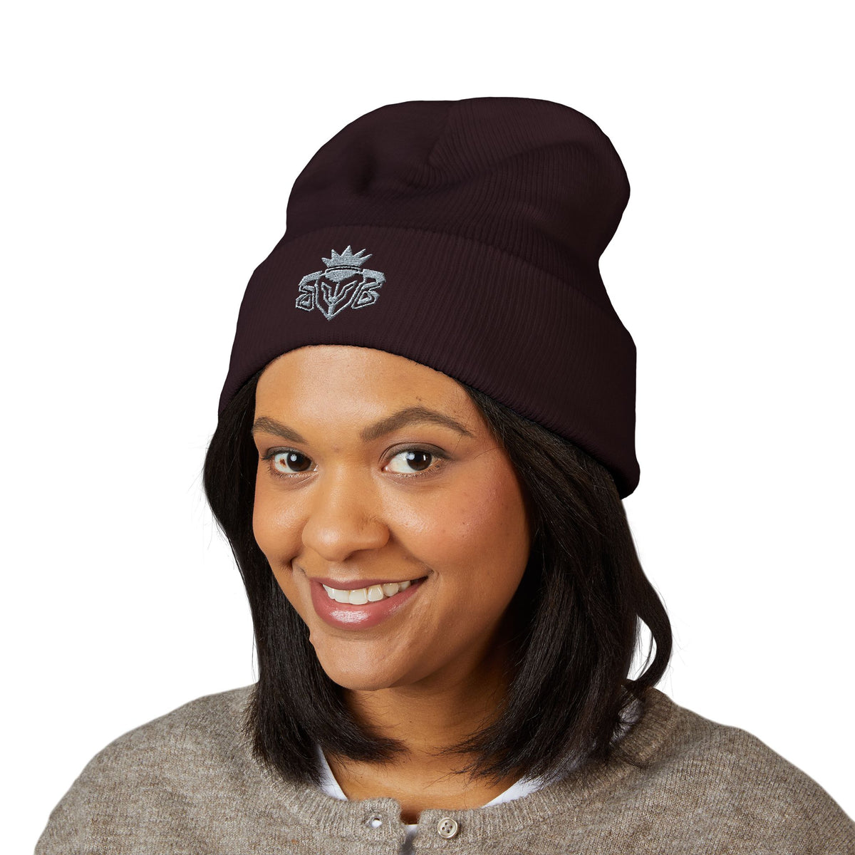 Embroidered Thistle Cuffed Beanie