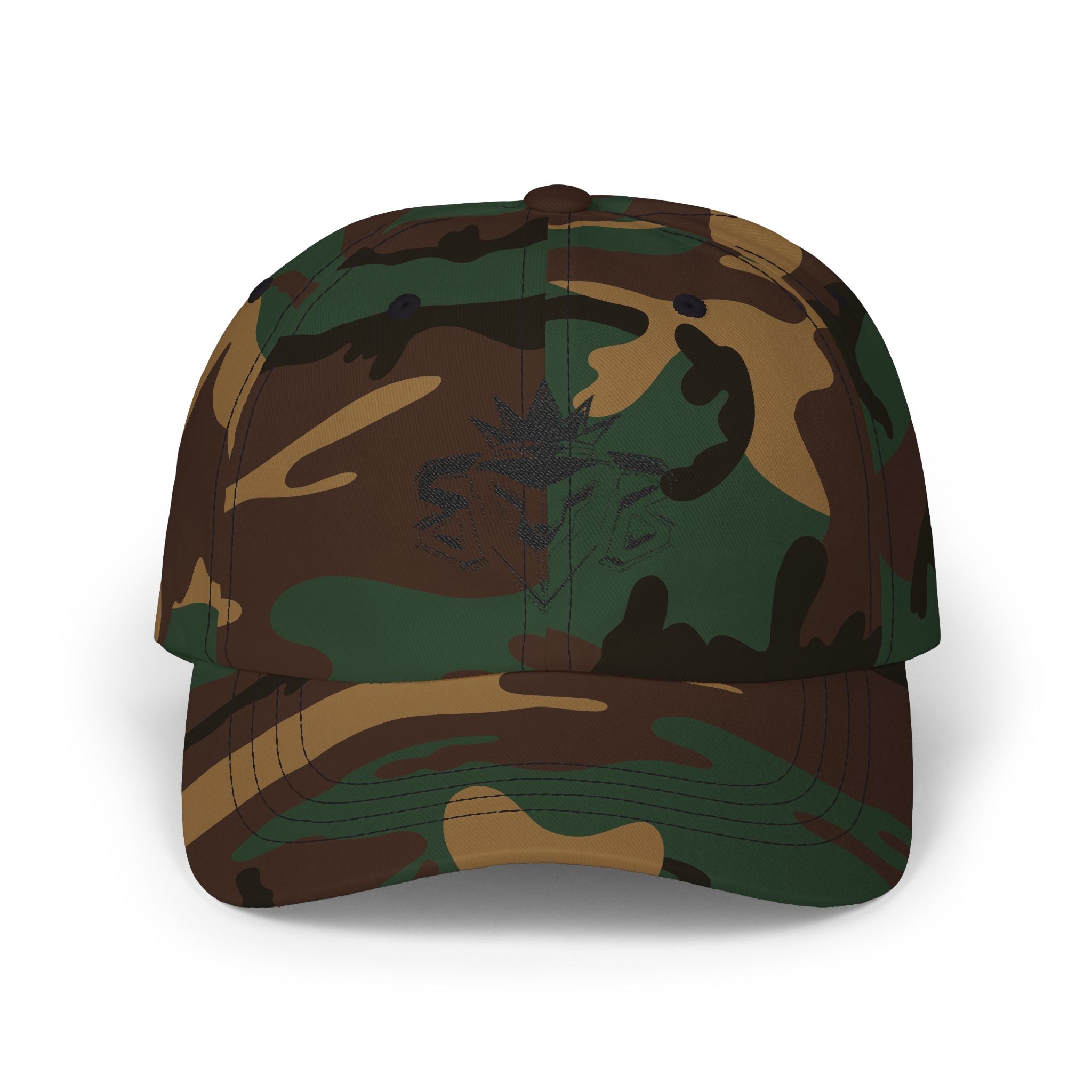 Dad Cap — Embroidered Blue Crown Heart Logo (“Shift Beyond” Back)