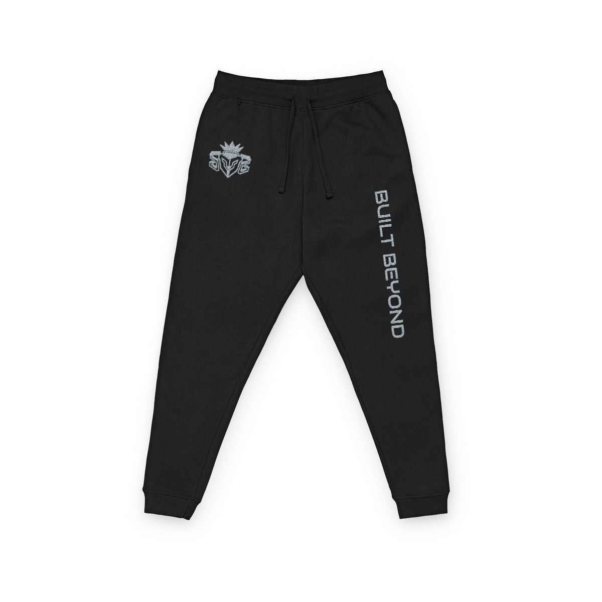 Embroidered 'BUILT BEYOND' Fleece Joggers — Cozy Streetwear Sweatpants