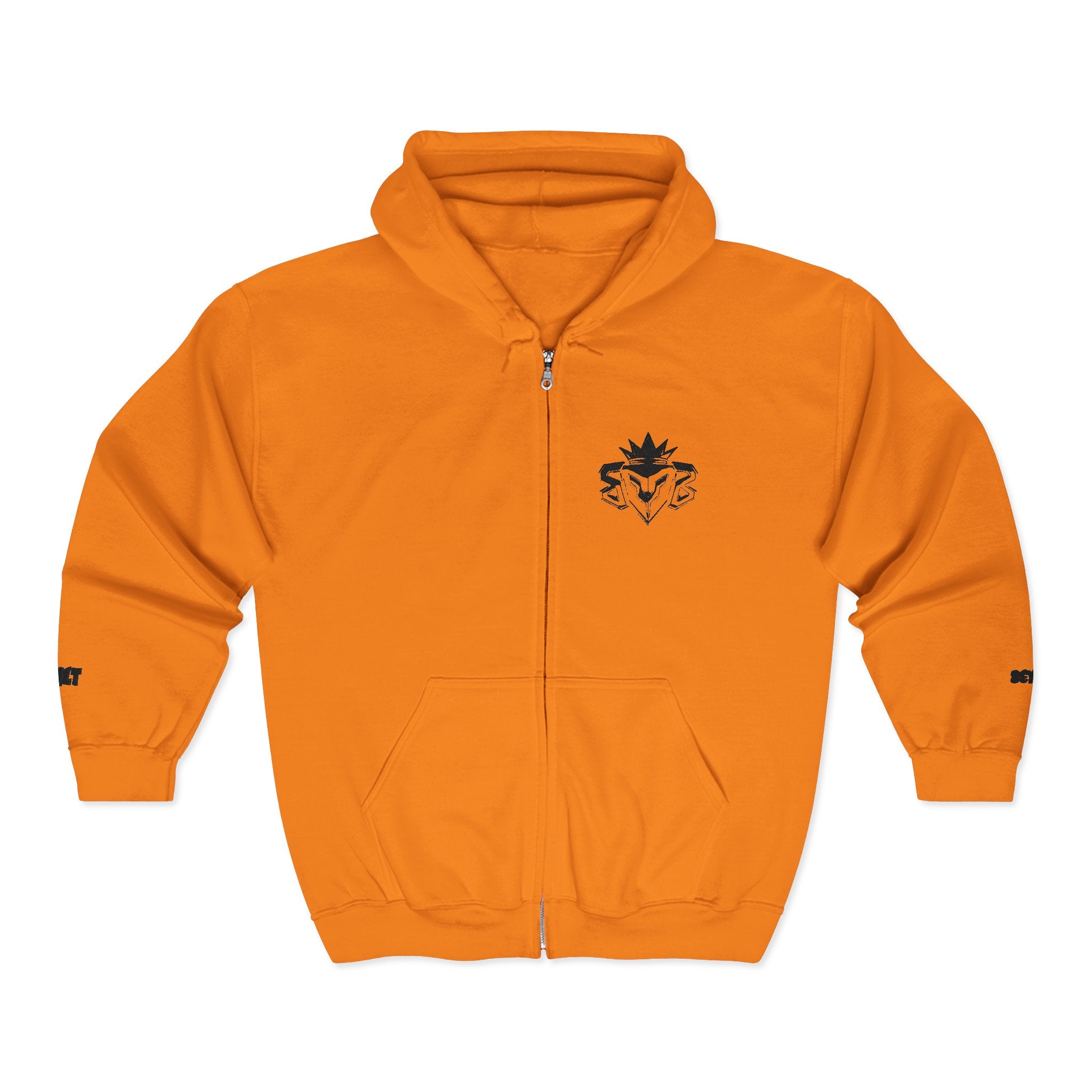Zip Hoodie with Minimal Lion Crest — Small Chest & Sleeve Logo