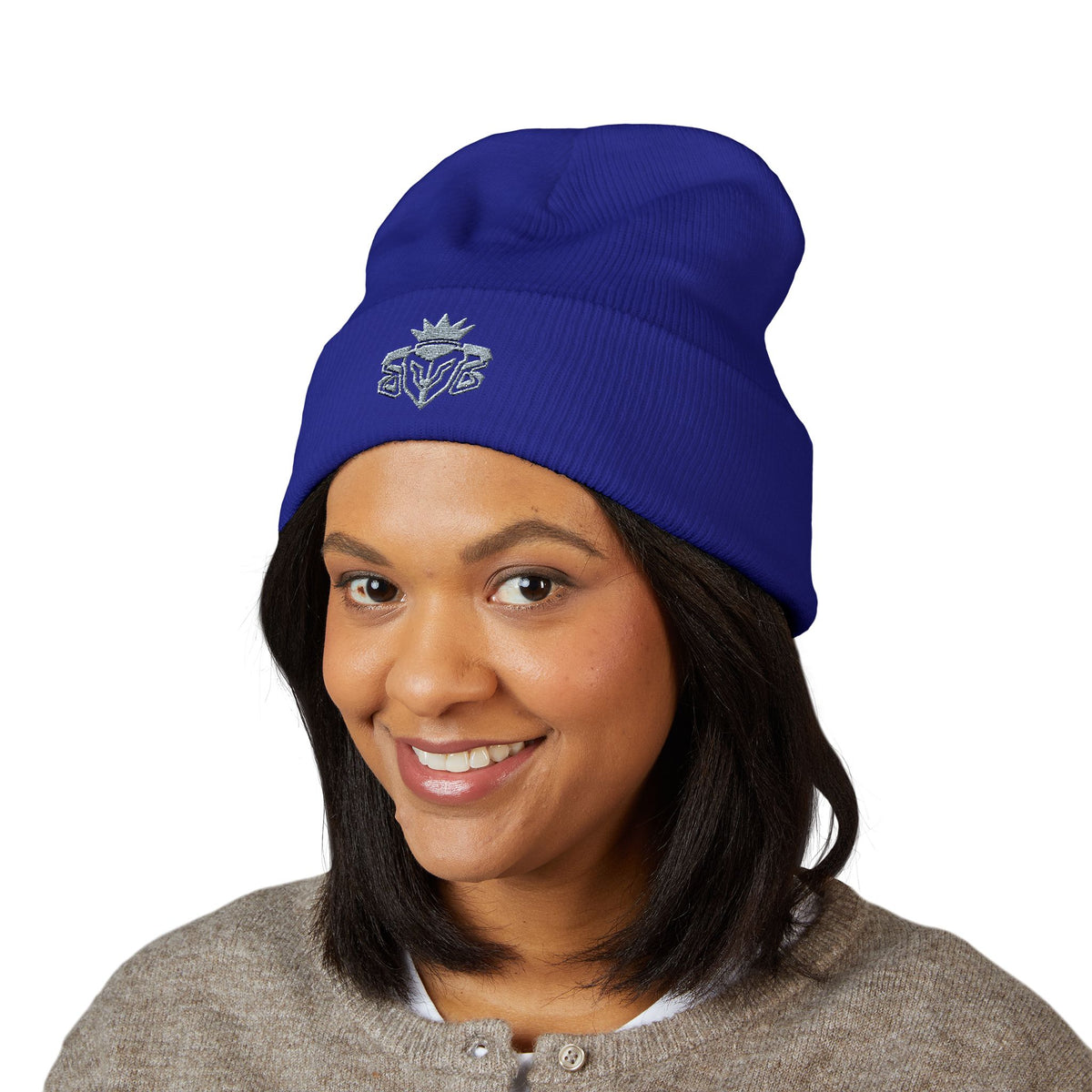 Embroidered Thistle Cuffed Beanie