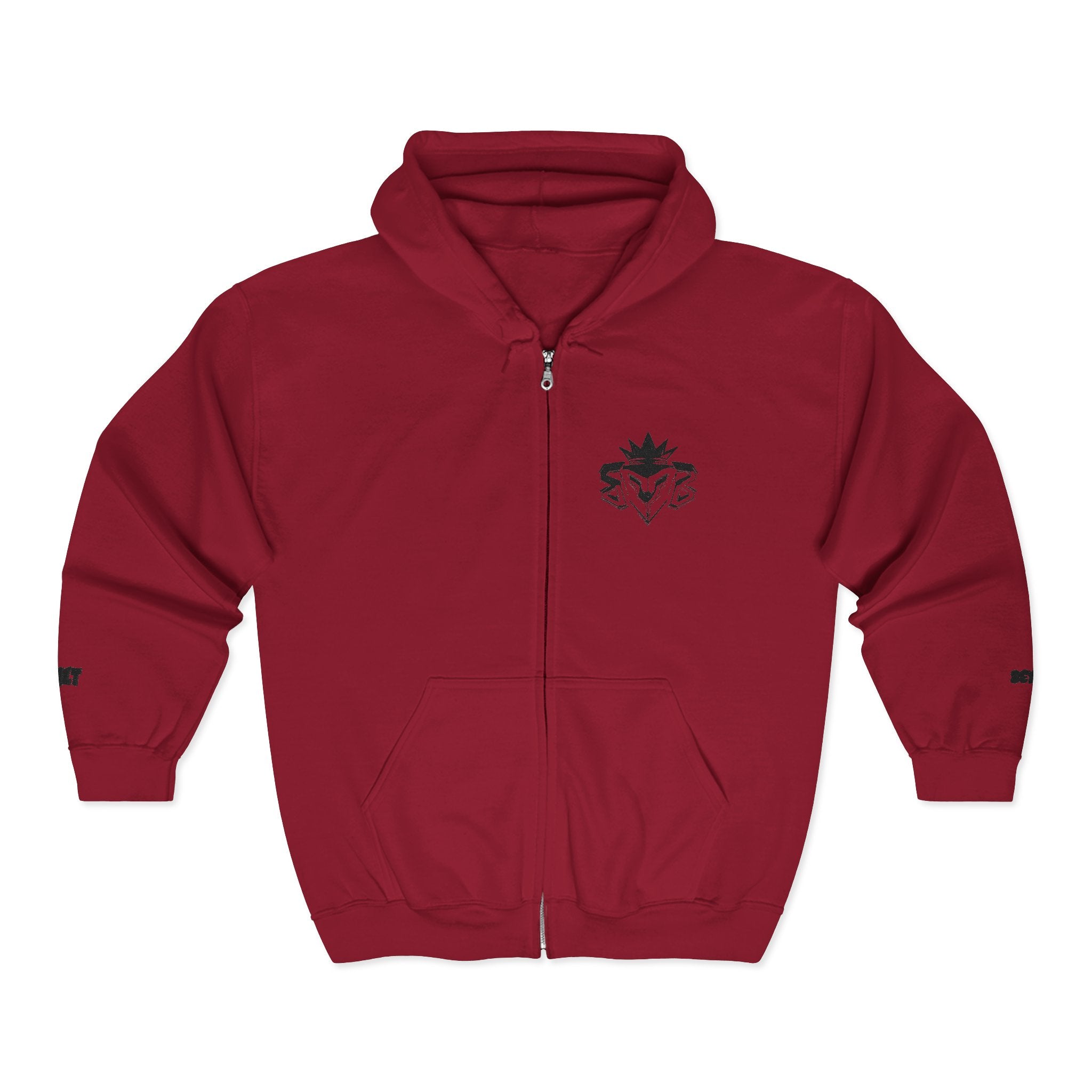 Zip Hoodie with Minimal Lion Crest — Small Chest & Sleeve Logo