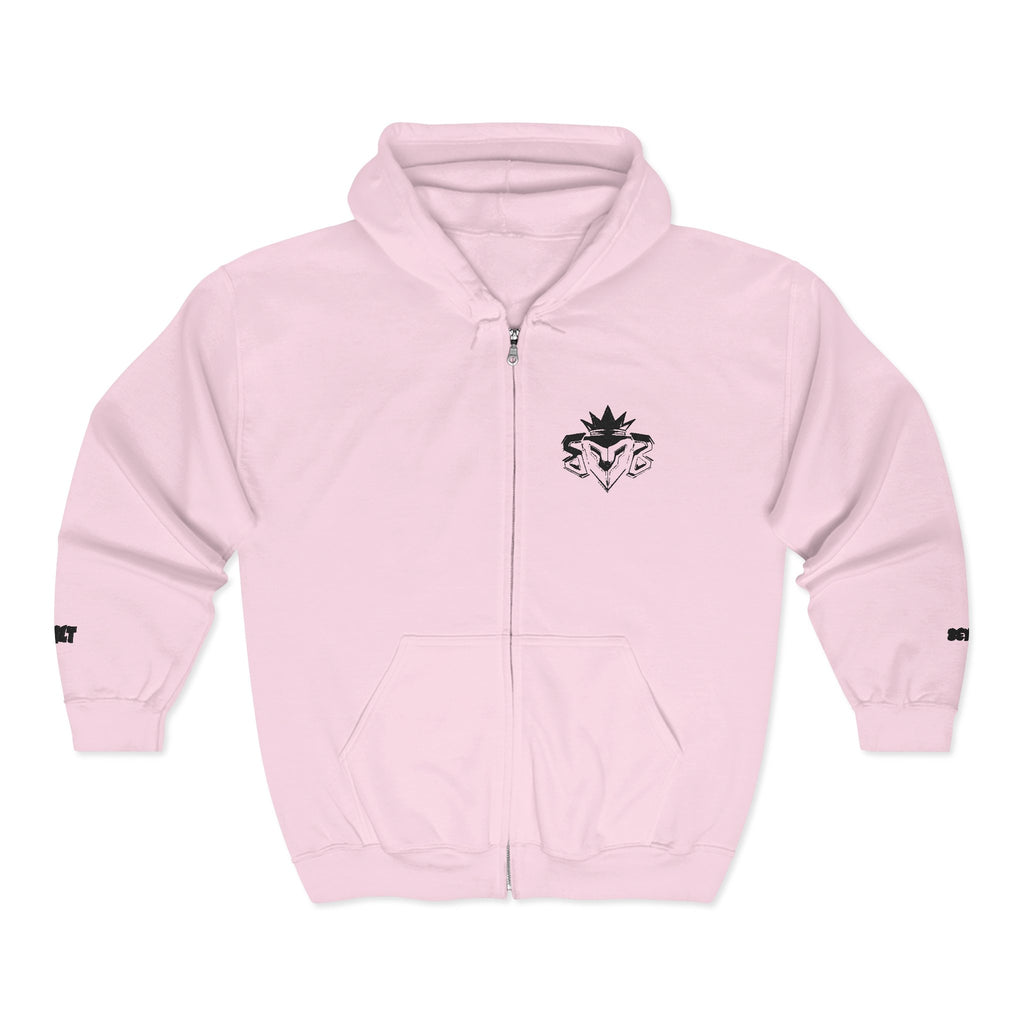 Zip Hoodie with Minimal Lion Crest — Small Chest & Sleeve Logo