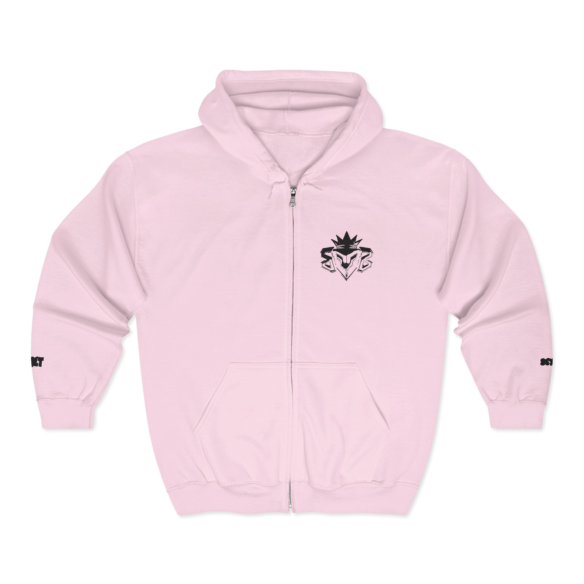 Zip Hoodie with Minimal Lion Crest — Small Chest & Sleeve Logo