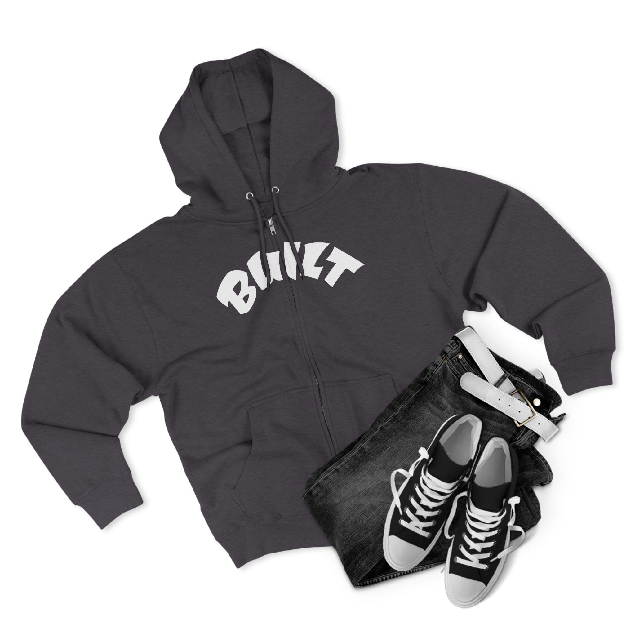 Built Zip Hoodie — Blue Crest Logo Back