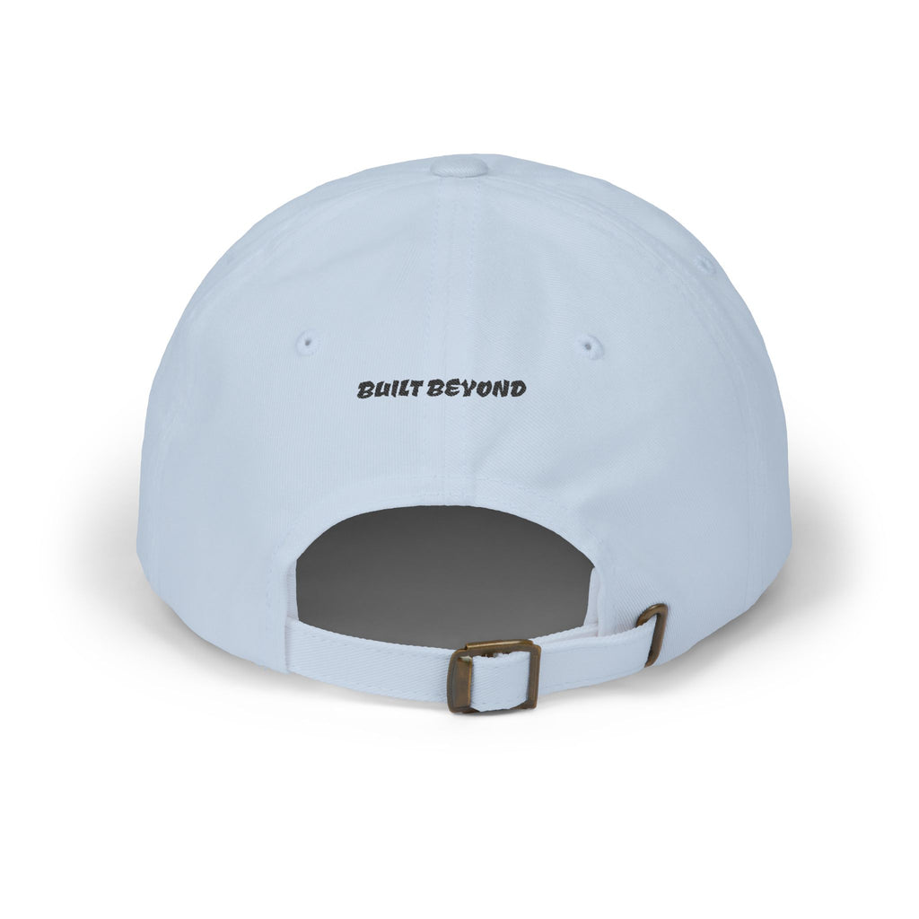 Dad Cap — Embroidered Blue Crown Heart Logo (“Shift Beyond” Back)