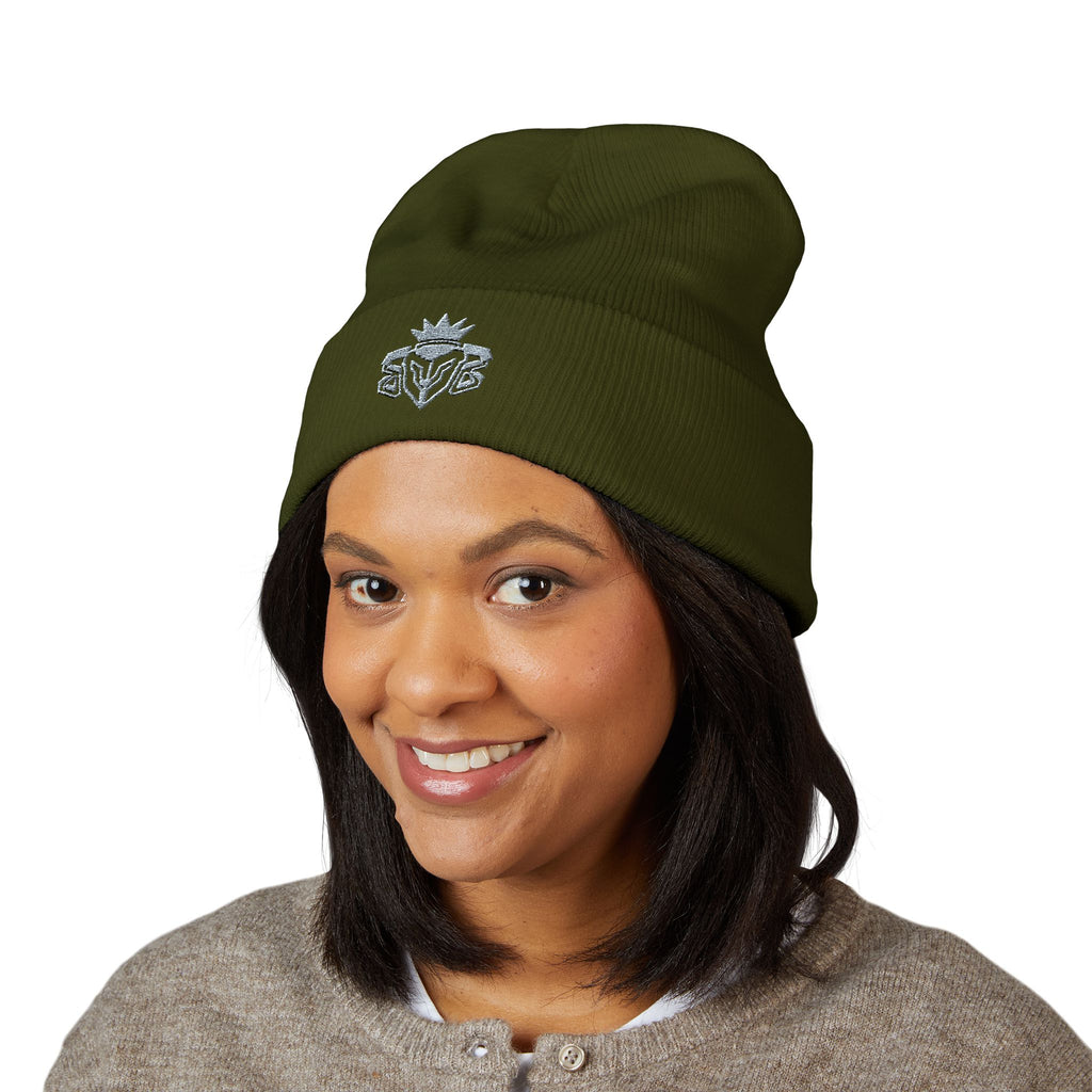 Embroidered Thistle Cuffed Beanie
