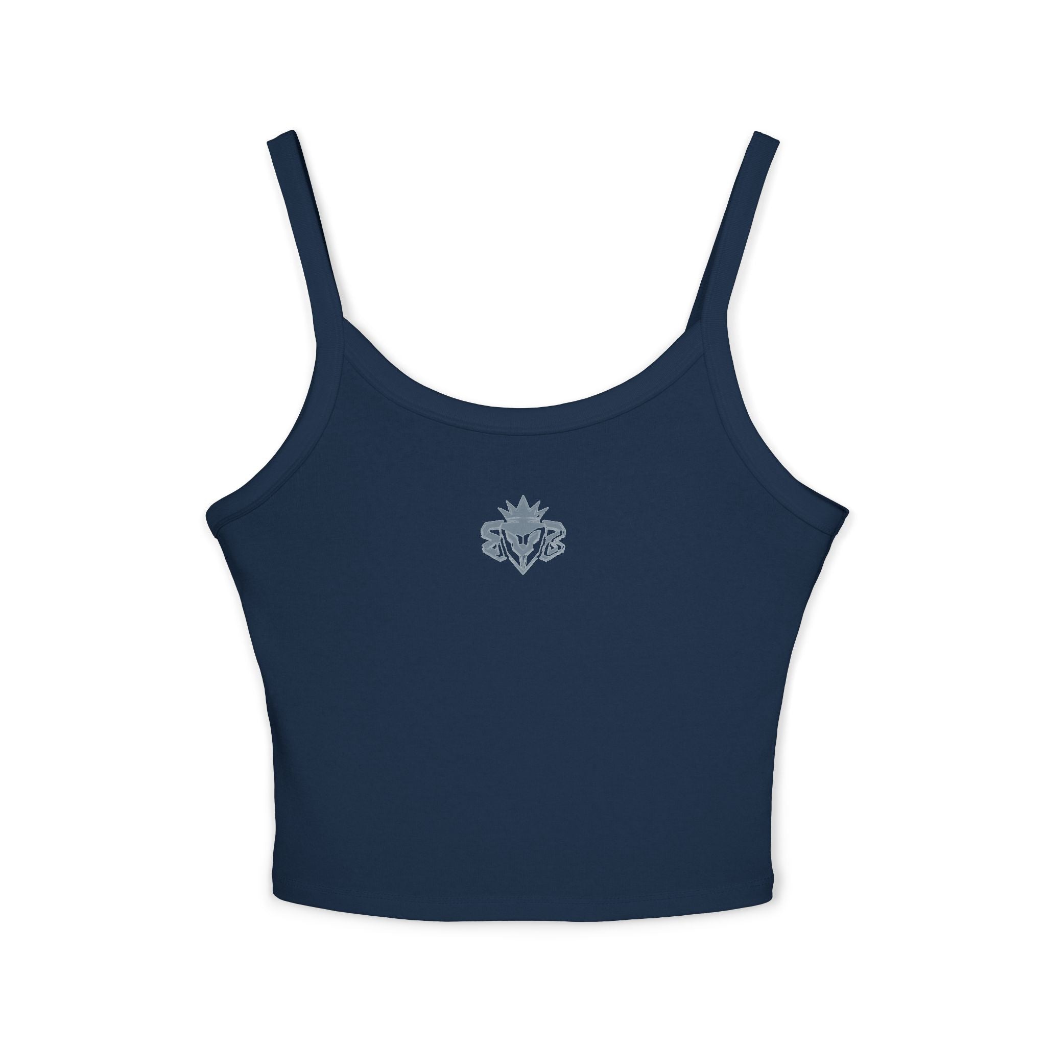 Women's Spaghetti Tank Top — Minimal Emblem & “Built Beyond”