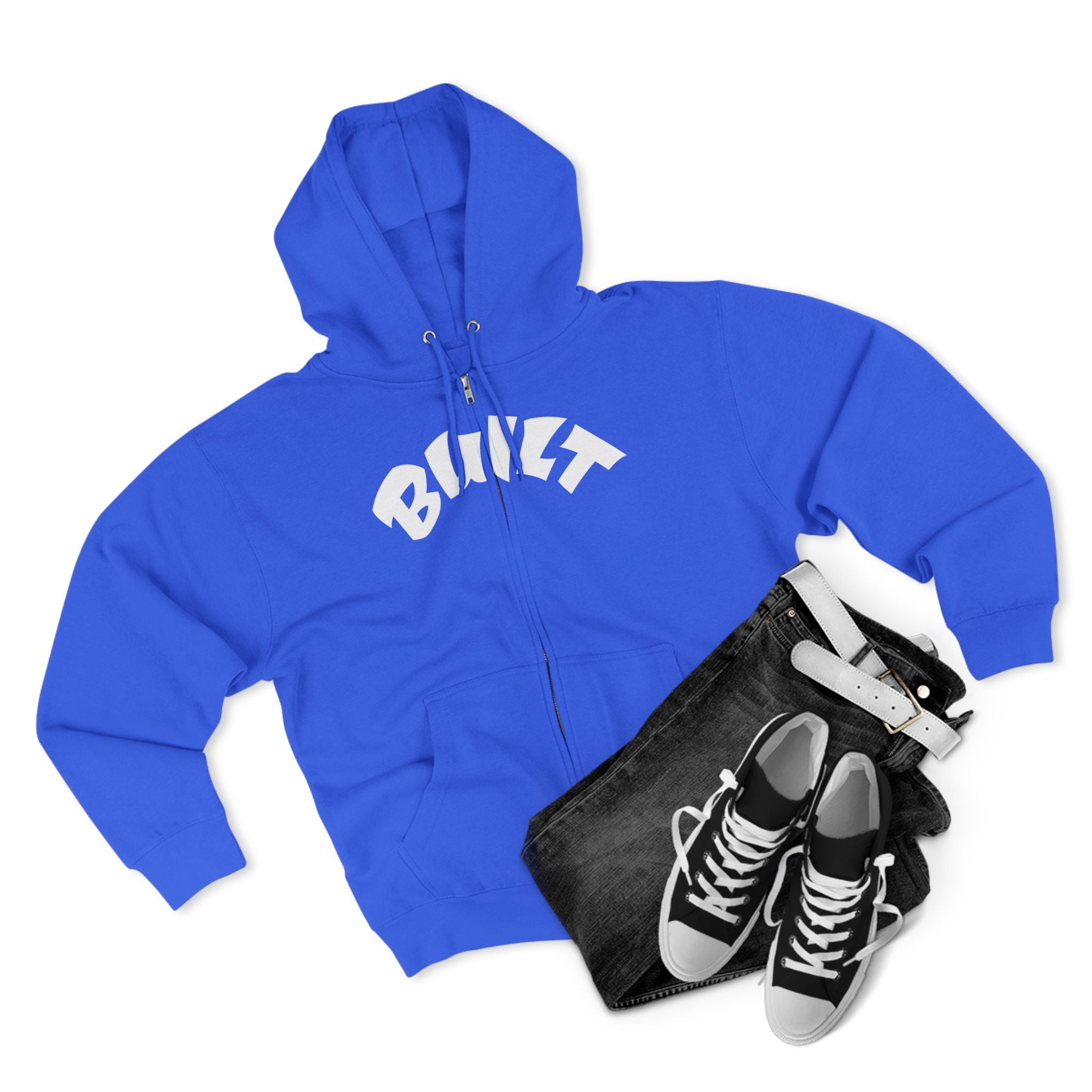 Built Zip Hoodie — Blue Crest Logo Back