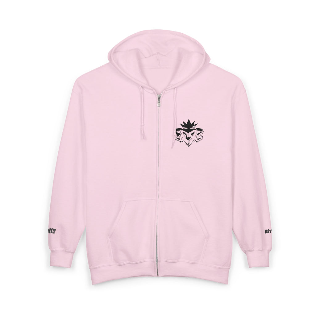 Zip Hoodie with Minimal Lion Crest — Small Chest & Sleeve Logo