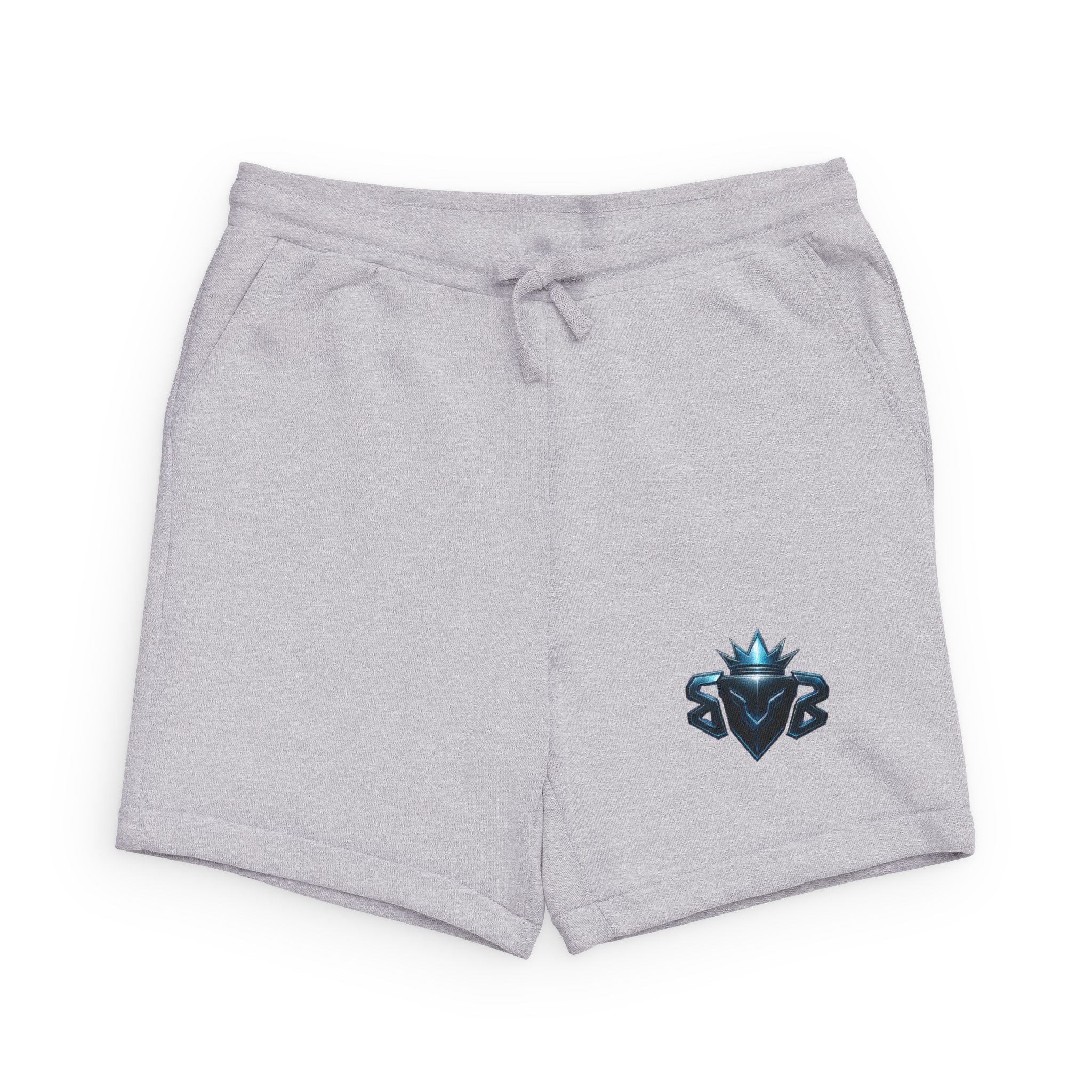 Men's Black Fleece Sweatshorts with Blue Emblem — Casual Athletic Lounge Shorts