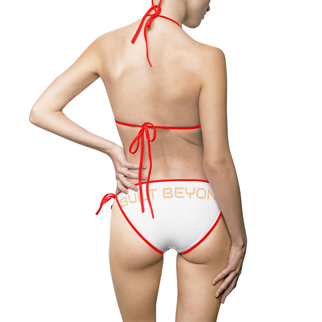 Floral Red-Trim Triangle Bikini — Women's Tie-Side Swimwear