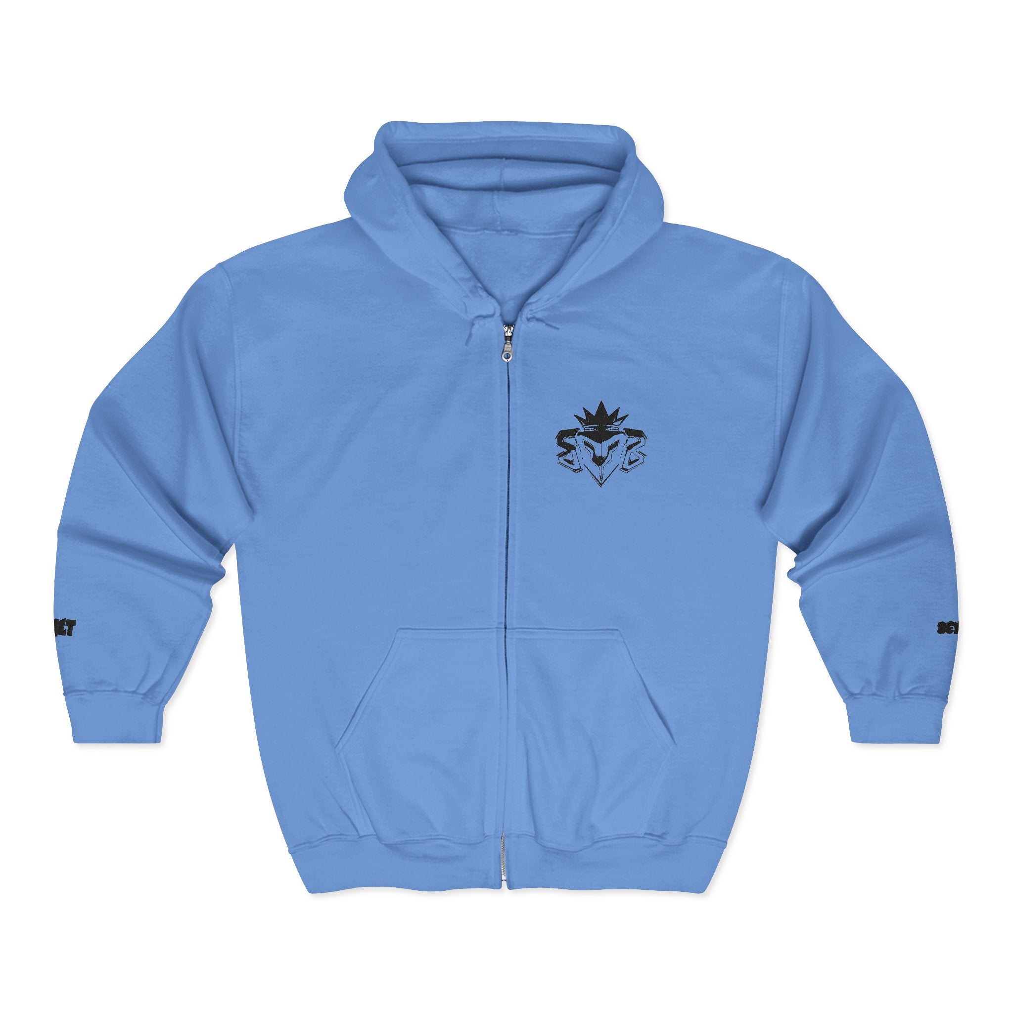 Zip Hoodie with Minimal Lion Crest — Small Chest & Sleeve Logo