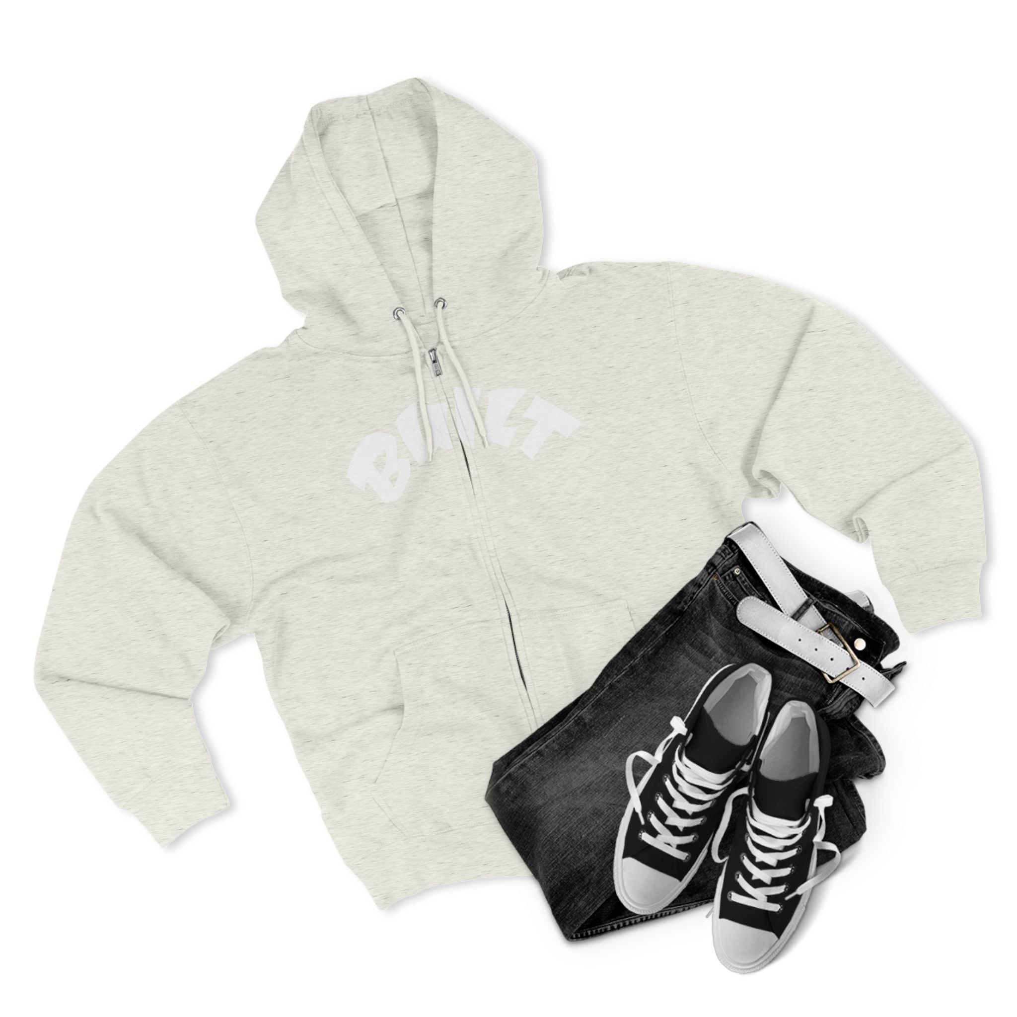 Built Zip Hoodie — Blue Crest Logo Back