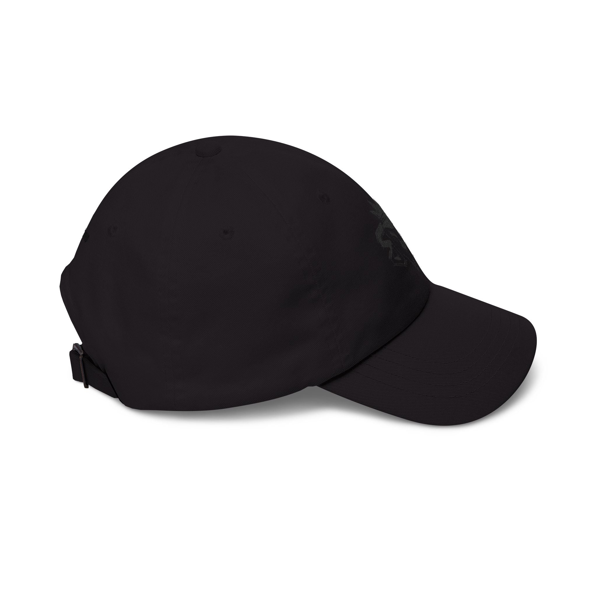 Dad Cap — Embroidered Blue Crown Heart Logo (“Shift Beyond” Back)