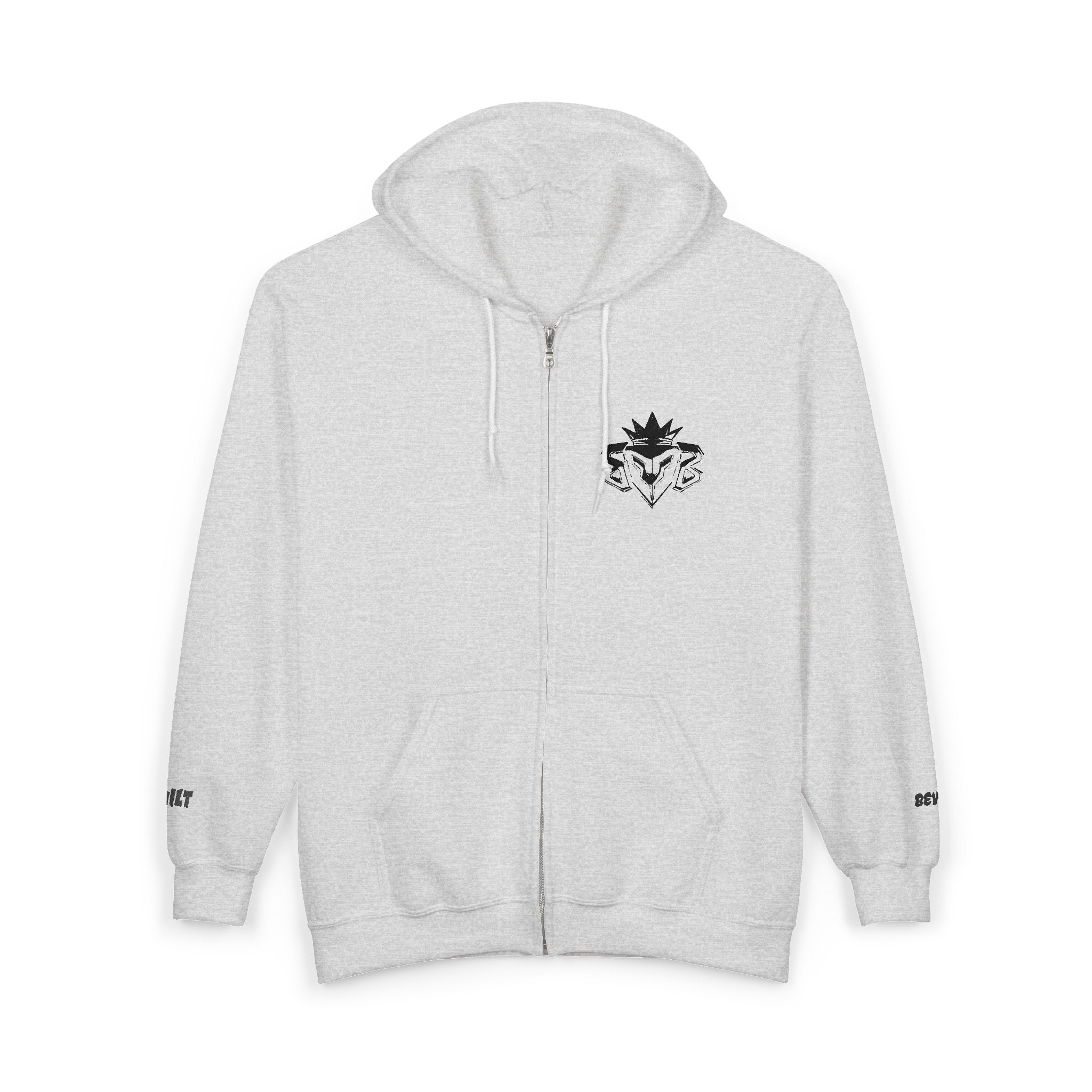 Zip Hoodie with Minimal Lion Crest — Small Chest & Sleeve Logo