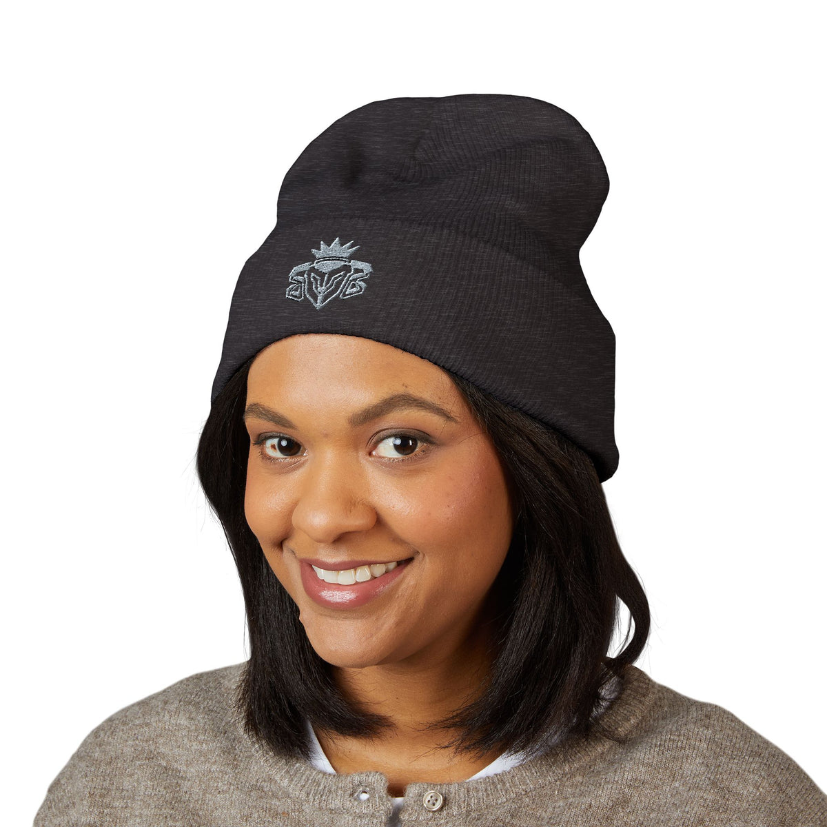 Embroidered Thistle Cuffed Beanie