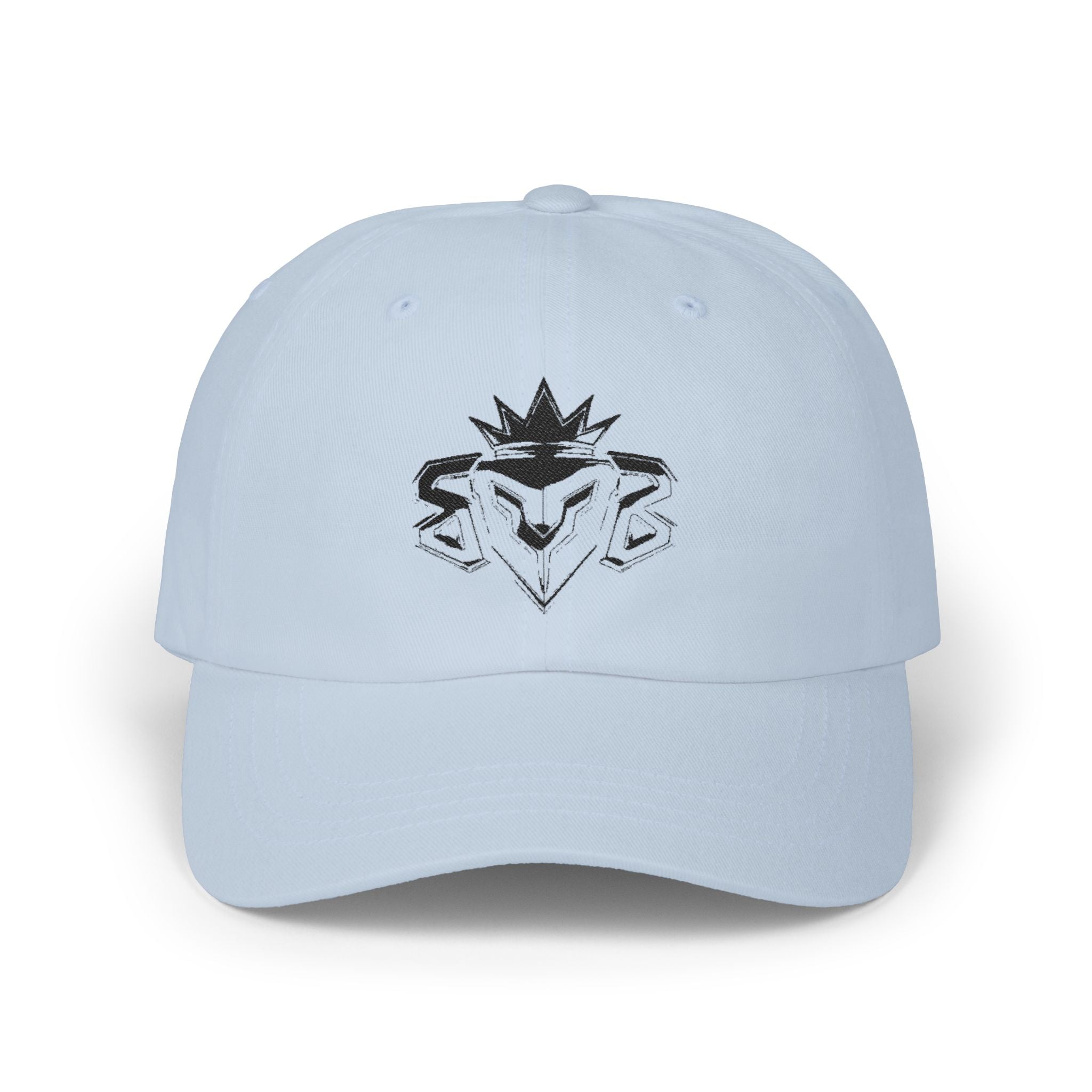 Dad Cap — Embroidered Blue Crown Heart Logo (“Shift Beyond” Back)
